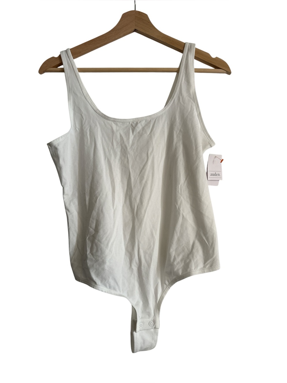 Auden Unlined White Bodysuit 91% cotton 9% spandex NWT